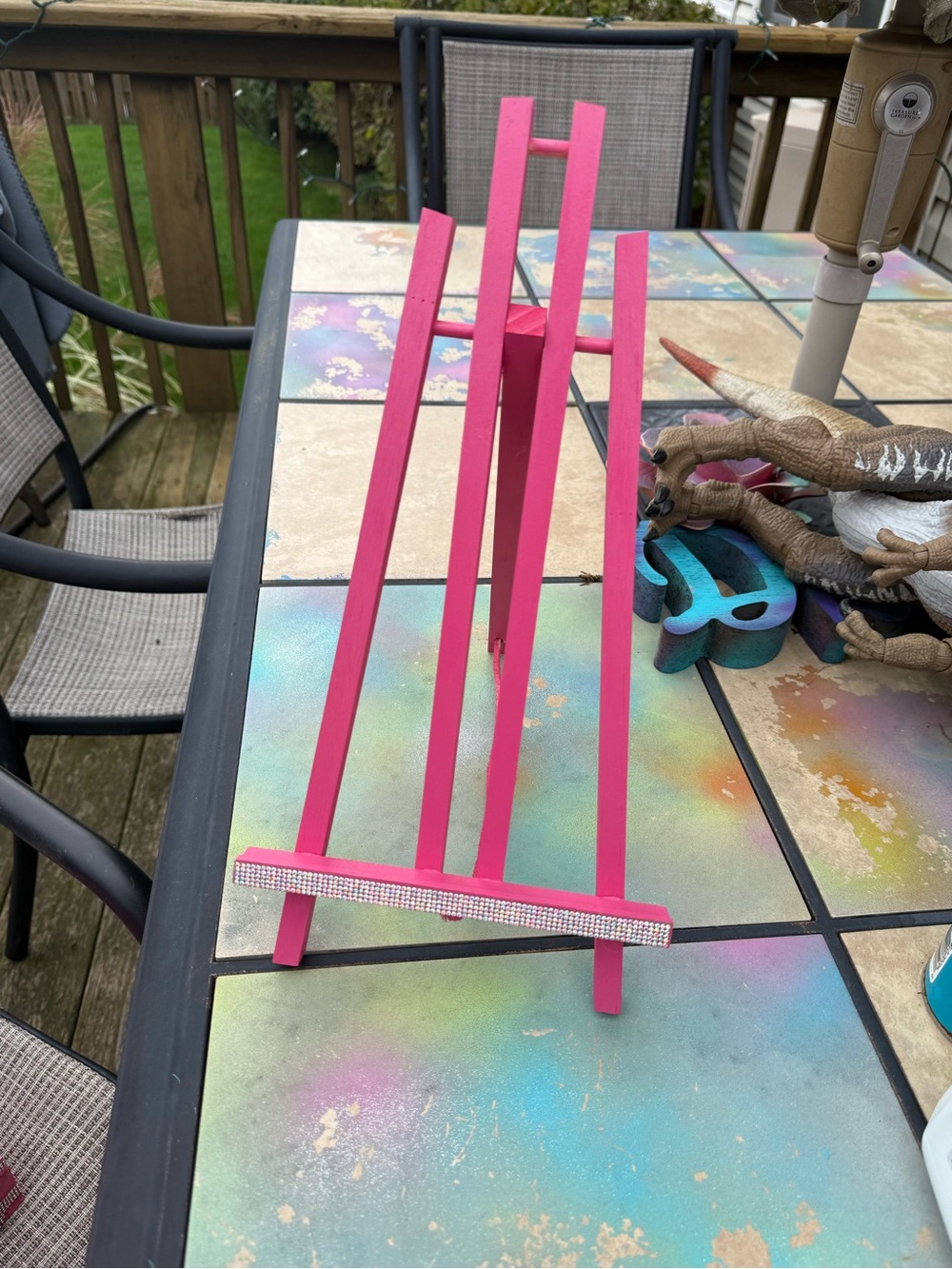 Hot Pink “Barbie Themed” Decorative Easel with Rhinestone Accents! Free gift!